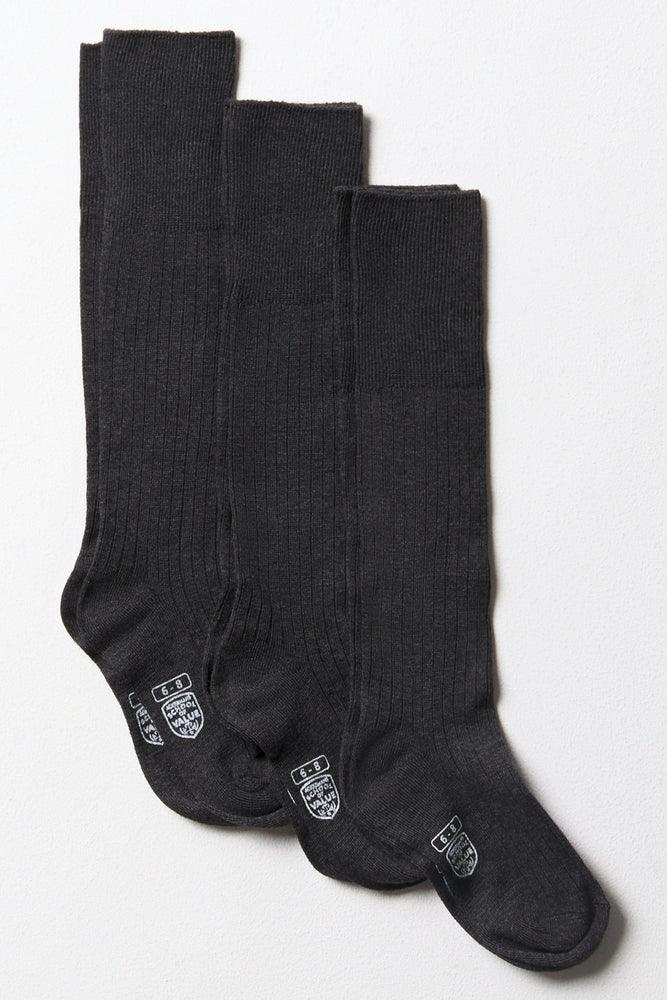 3 Pack Long Socks Grey