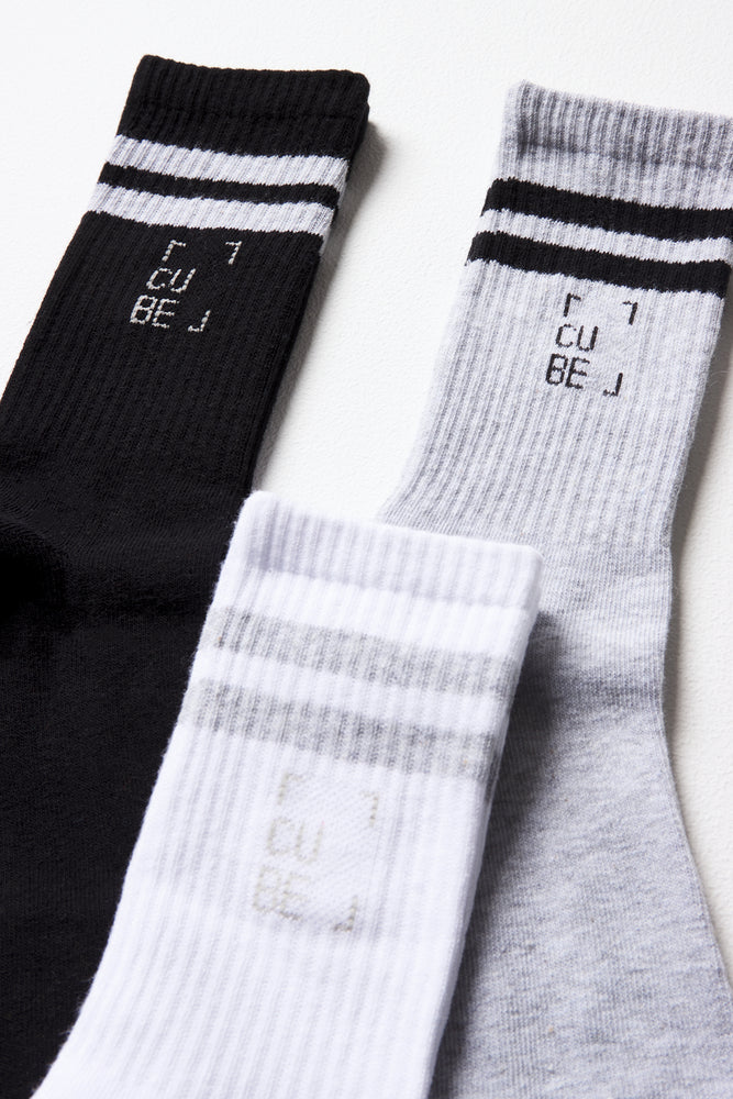 3 Pack Socks Black, Grey & White (1)