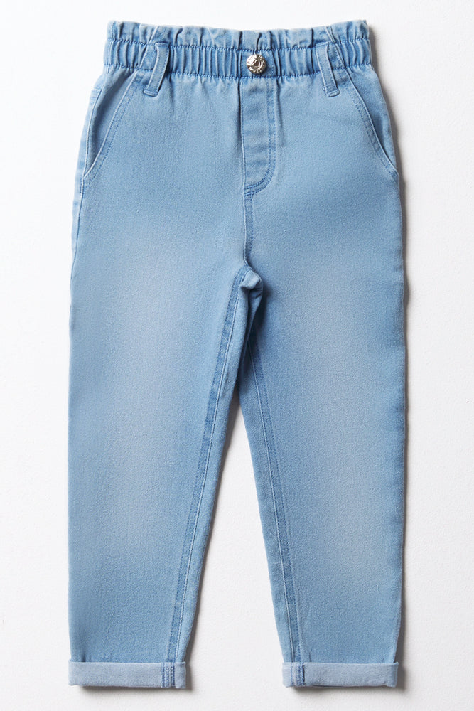 MINI MOM PAPERBAG DENIM LIGHT WASH