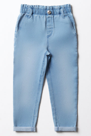 MINI MOM PAPERBAG DENIM LIGHT WASH