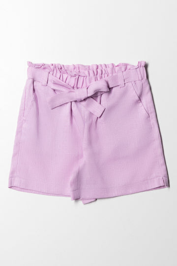 Plain Lilac Linen Short