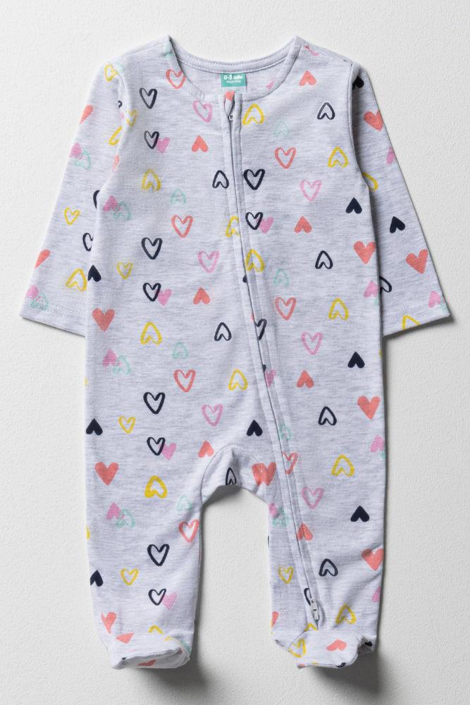 Heart Babygrow Grey