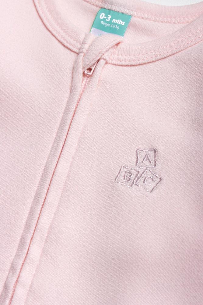 Interlock Baby-Grow Plain Zip Thru Pink
