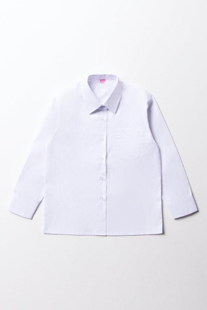 Girls School Long Sleeve Collar Shirt White Toughees