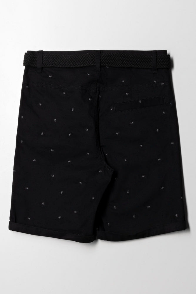 Belted Chino Shorts Black (2)