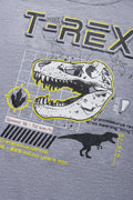 T-Rex Side Tuxedo Short Sleeve T-Shirt Grey (1)