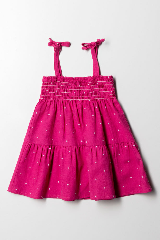 Tg Smocked Dress Cerise