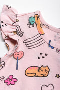 Flutter Sleeve Dress Lt Pink Aop (1)