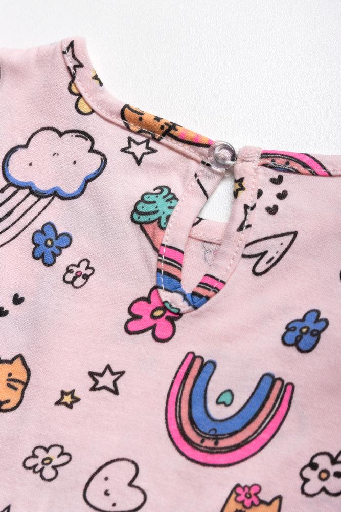 Flutter Sleeve Dress Lt Pink Aop (2)