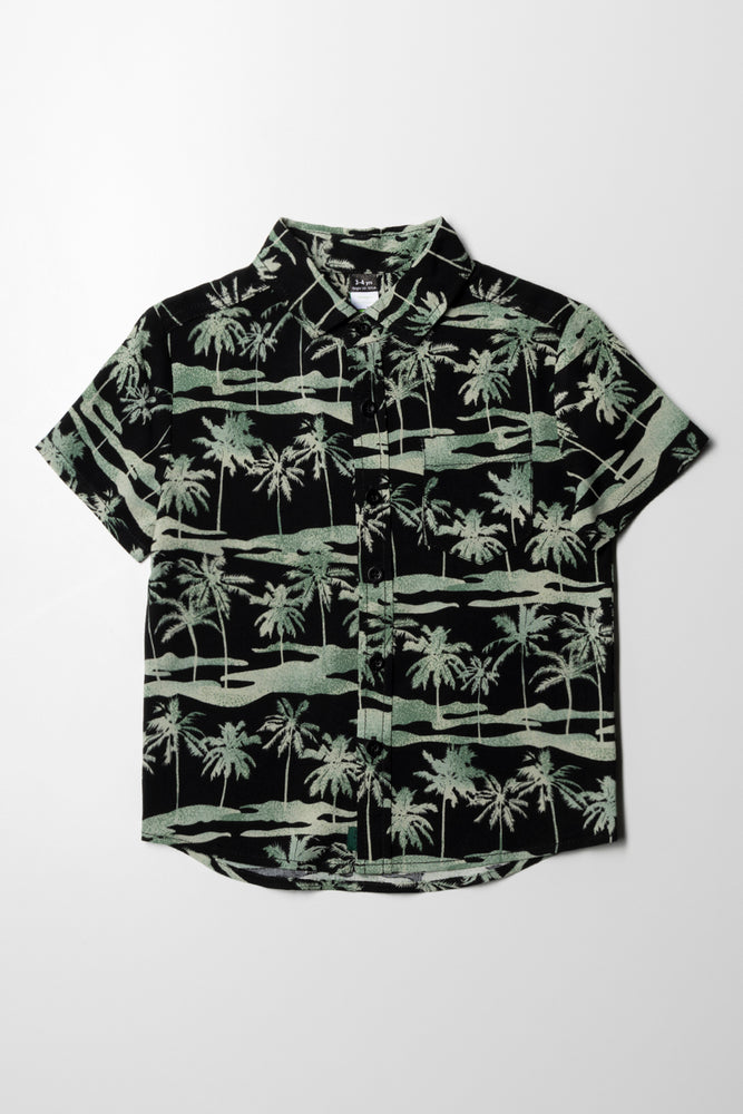 Resort Short Sleeve Shirt Black And Green