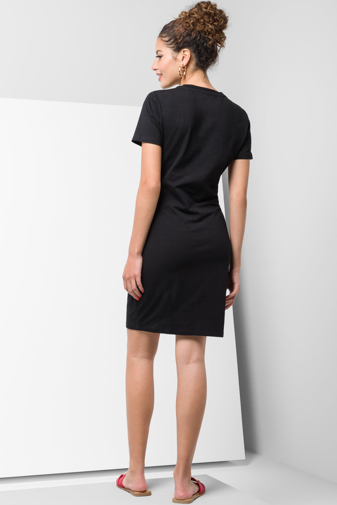 Short Sleeve Bodycon Dress Black (2)