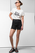 Dennim Shorts With Turn Up Hem Black