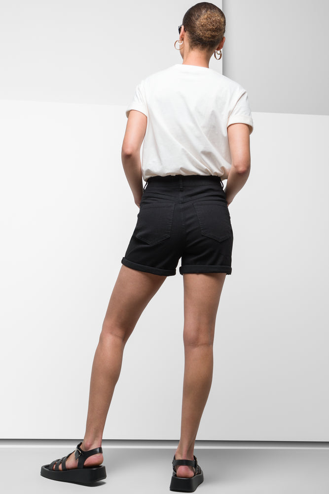 Dennim Shorts With Turn Up Hem Black (2)