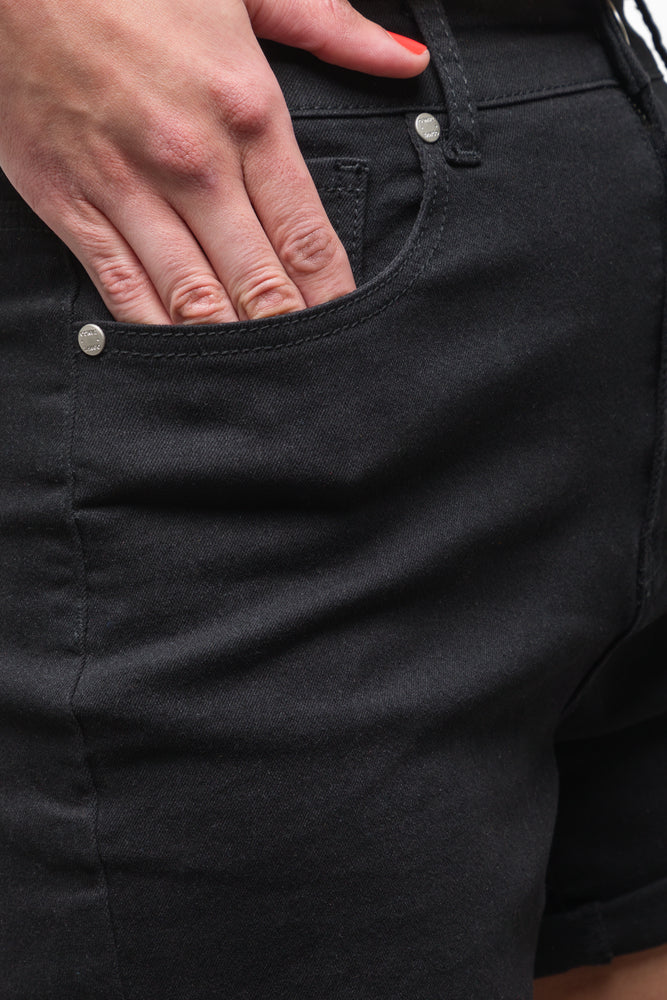 Dennim Shorts With Turn Up Hem Black (3)