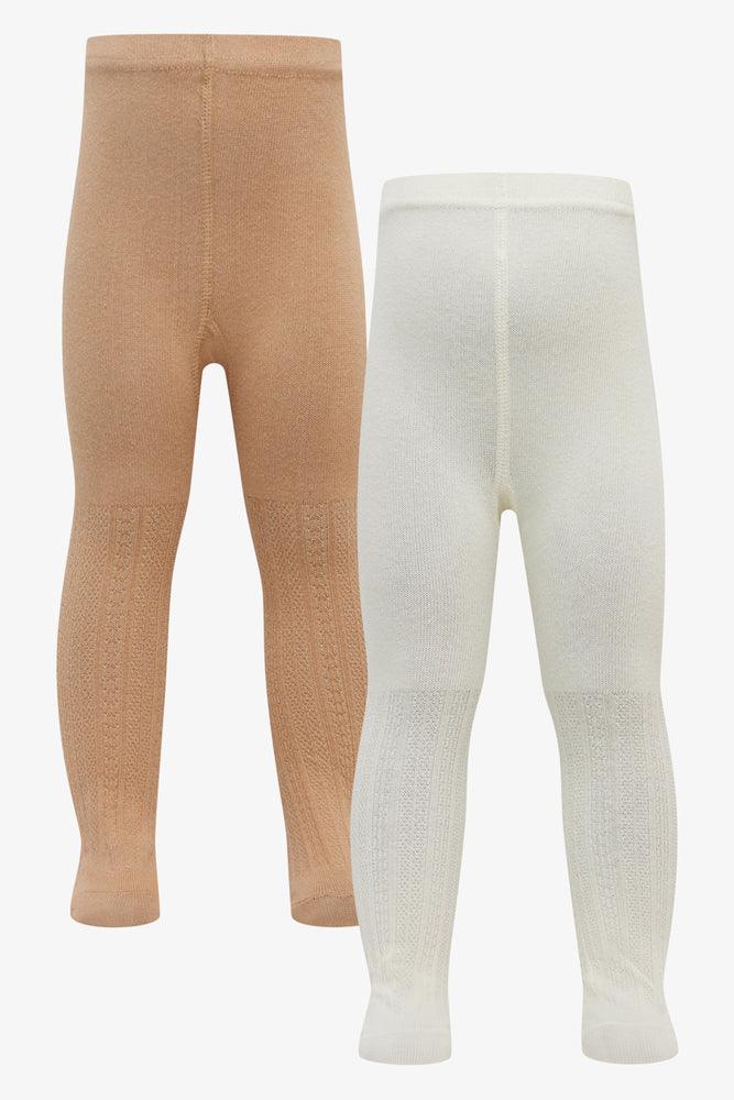 2 Pack Cable Tights Grey & Natural