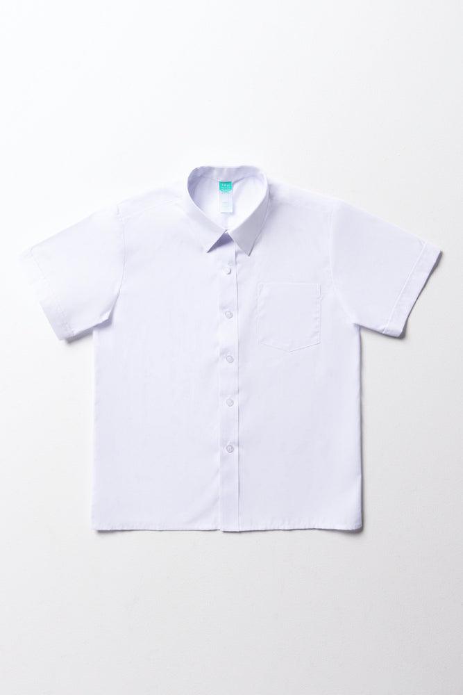 Unisex School Short Sleeve Collar Shirt White