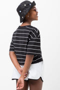 Stripe Boxy Short Sleeve T-Shirt Black (2)