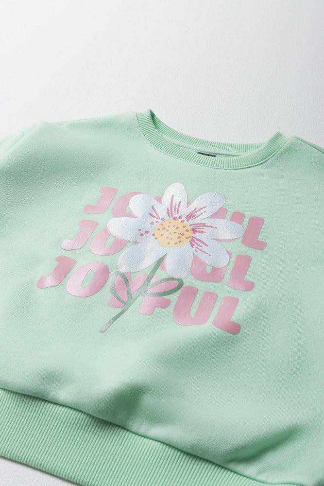 Floral Tracktop & Rib Leggings Set Light Green (1)