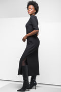 Short Sleeve Column Dress Black (1)