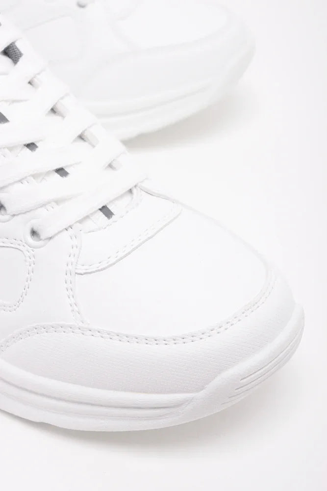 Lace Up Leather Trainer White (2)