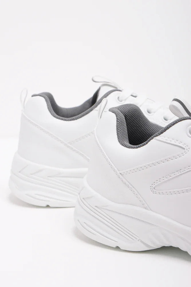Lace Up Leather Trainer White (3)