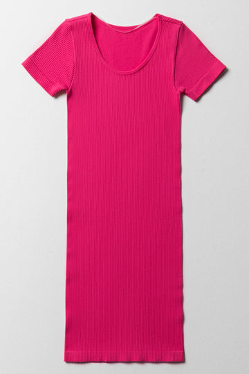 Seamless Short Sleeve Dress Pink