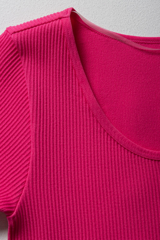 Seamless Short Sleeve Dress Pink (1)