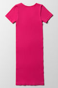 Seamless Short Sleeve Dress Pink (2)