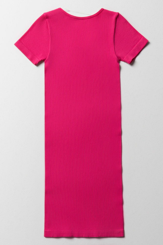 Seamless Short Sleeve Dress Pink (2)