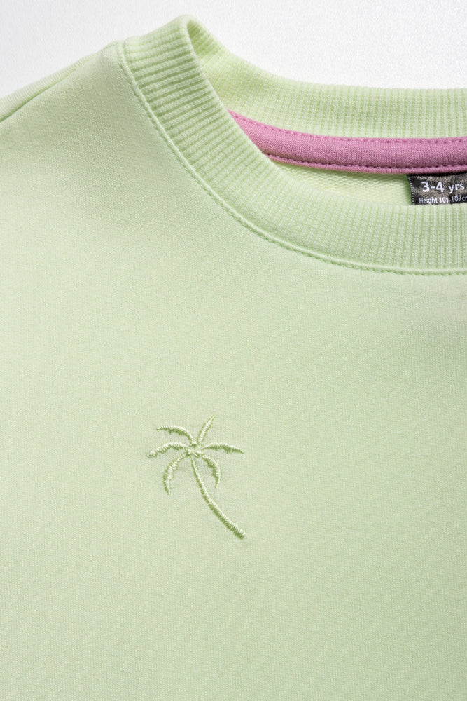 Fleece Shorts Set Light Green (1)