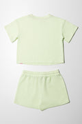 Fleece Shorts Set Light Green (4)