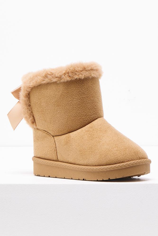 Bow Fur Slipper Natural (1)