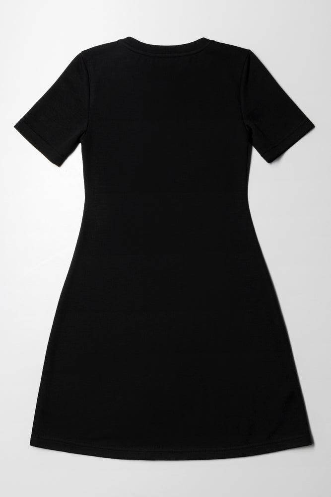 Rib Fit & Flare Dress Black (2)