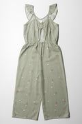 Floral Jumpsuit With Cut Out Detail Green