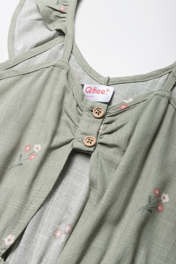 Floral Jumpsuit With Cut Out Detail Green (1)