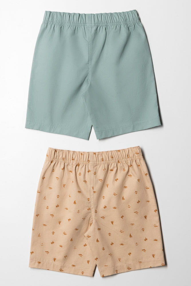 2 Pack Woven Shorts Nautical Stone And Blue (2)