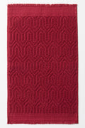 Textured Fringe Guest Towel Red