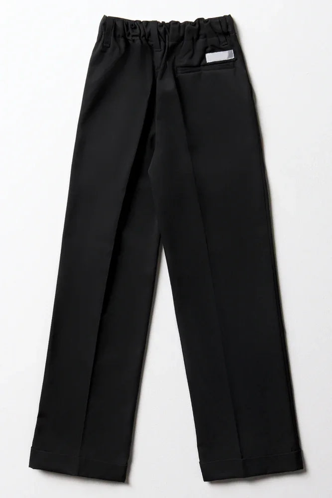Boys School Turn Up Pants Black (5)