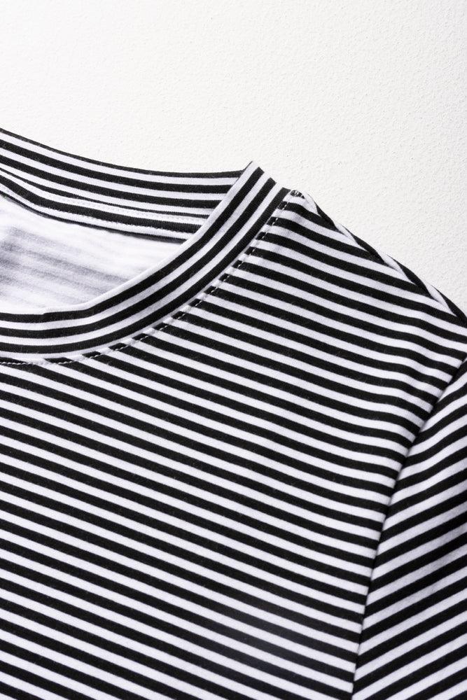 Stripe Short Sleeve Bodycon Dress White