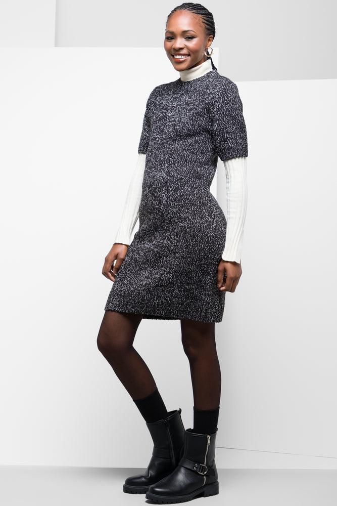 Short Sleeve Knitwear Bodycon Dress Navy (1)