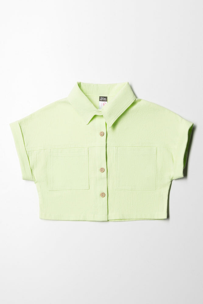 Linen Short Sleeve Shirt Green