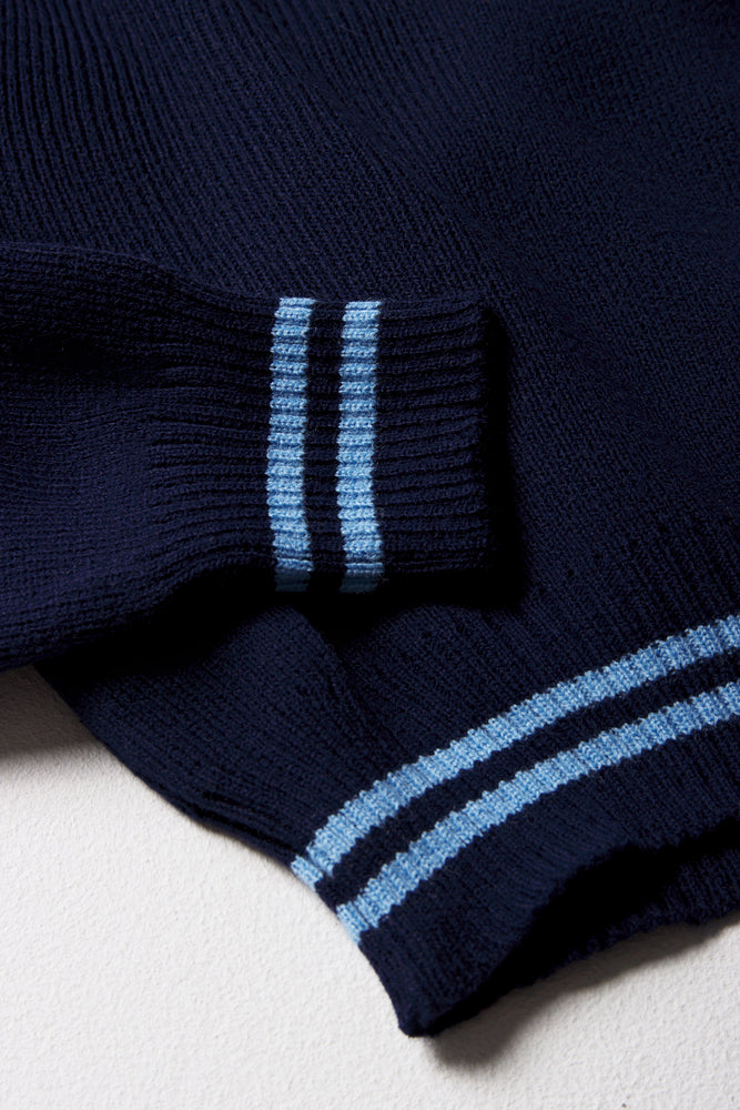 Unisex School Long Sleeve Striped Jersey Navy (1)