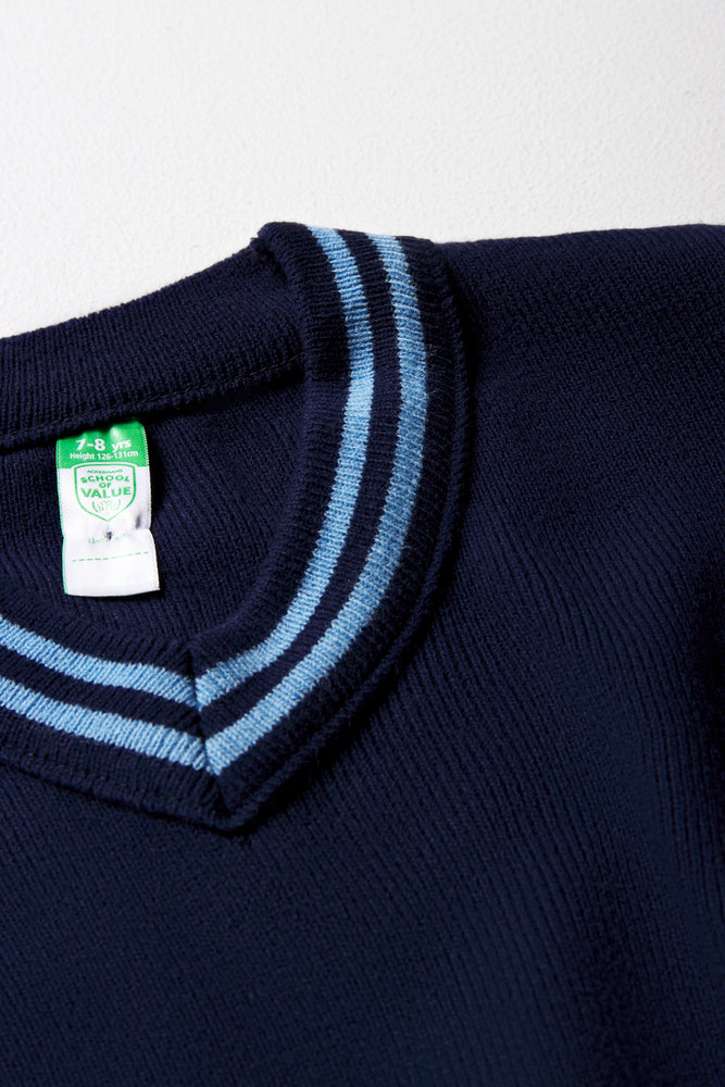 Unisex School Long Sleeve Striped Jersey Navy (2)