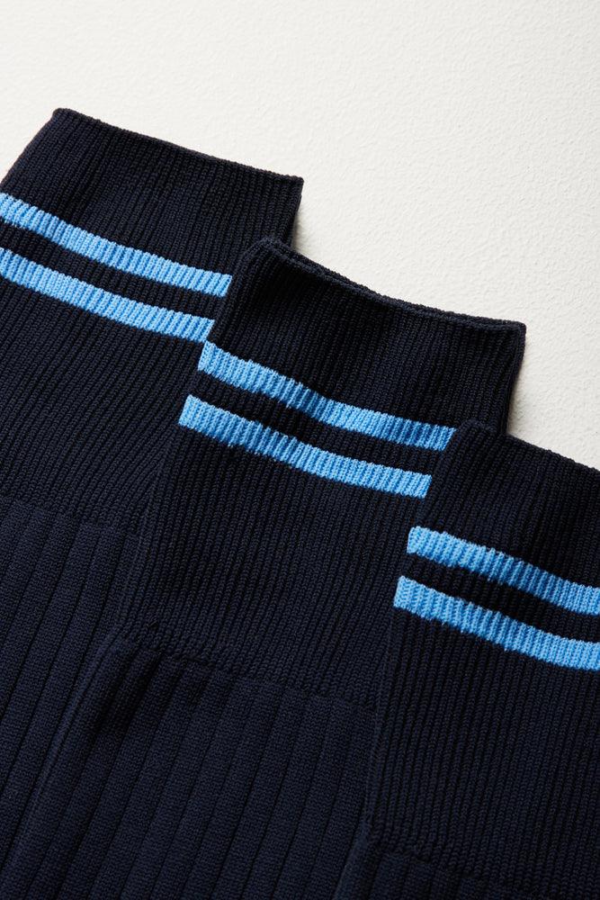 3 Pack Stripe Long Socks Navy