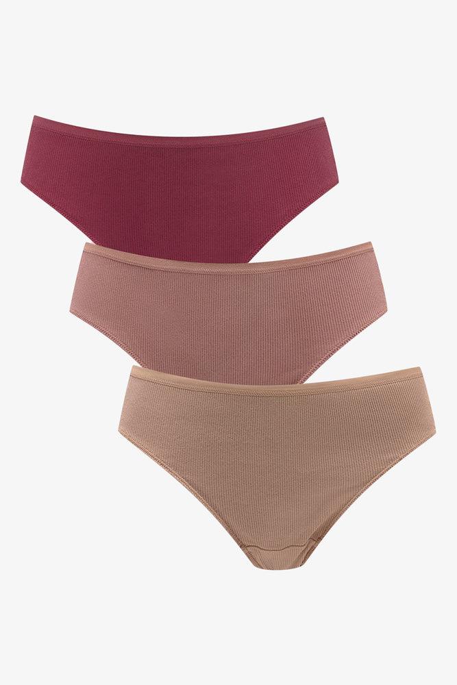 3 Pack Brazilian Panties Burgundy,Pink & Nude (4)