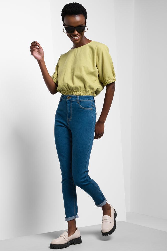 High Rise Skinny Denim Jeans Blue