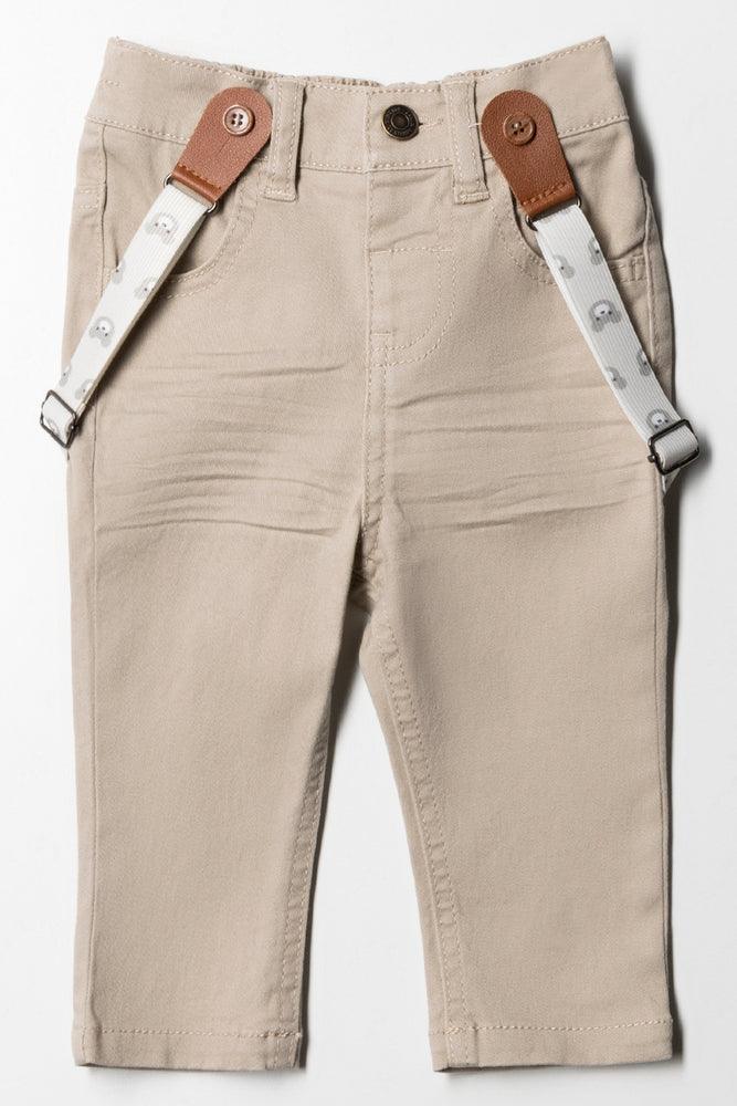 Skinny Denim With Braces Stone