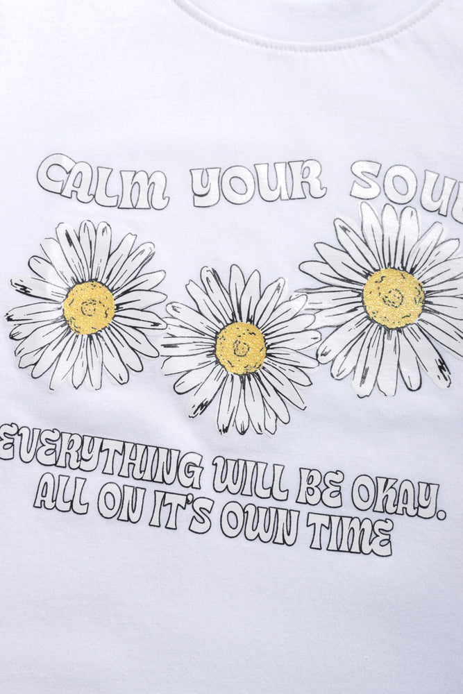 Calm Your Soul Side Tie T-Shirt White