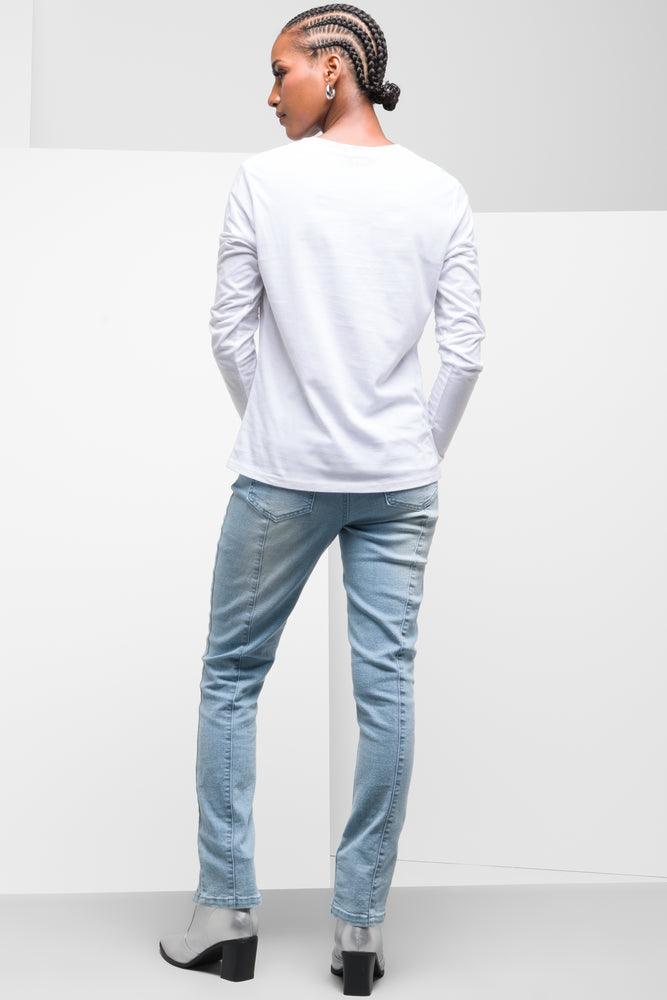 Long Sleeve V-Neck T-Shirt White (2)