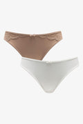 2 Pack Lace Trim Bikini Panties Natural & White (4)